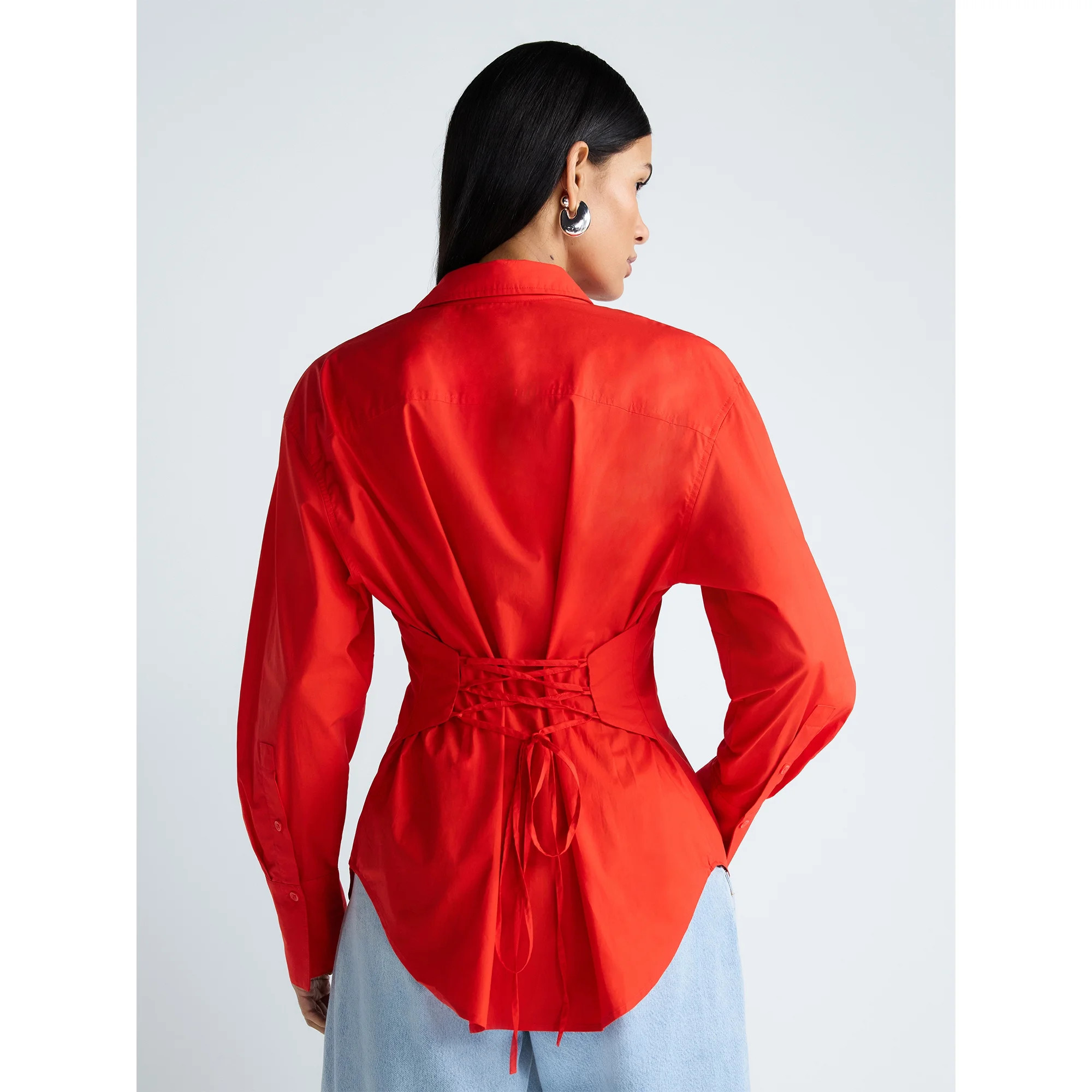 Devil Wears Prada Scoop Collection Women's and Women's Plus Lace Up Cotton Shirt, Sizes XS-4X | Walmart (US)