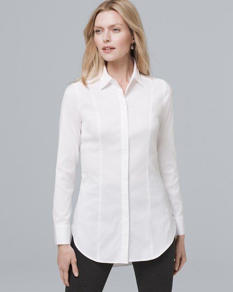 Women's Button-Down Tunic by White House Black Market, White, Size 4 | White House Black Market