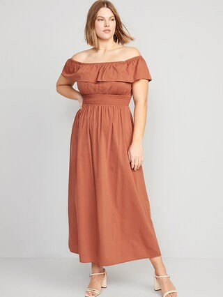 Waist-Defined Ruffled Off-The-Shoulder Smocked Maxi Dress for Women | Old Navy (US)
