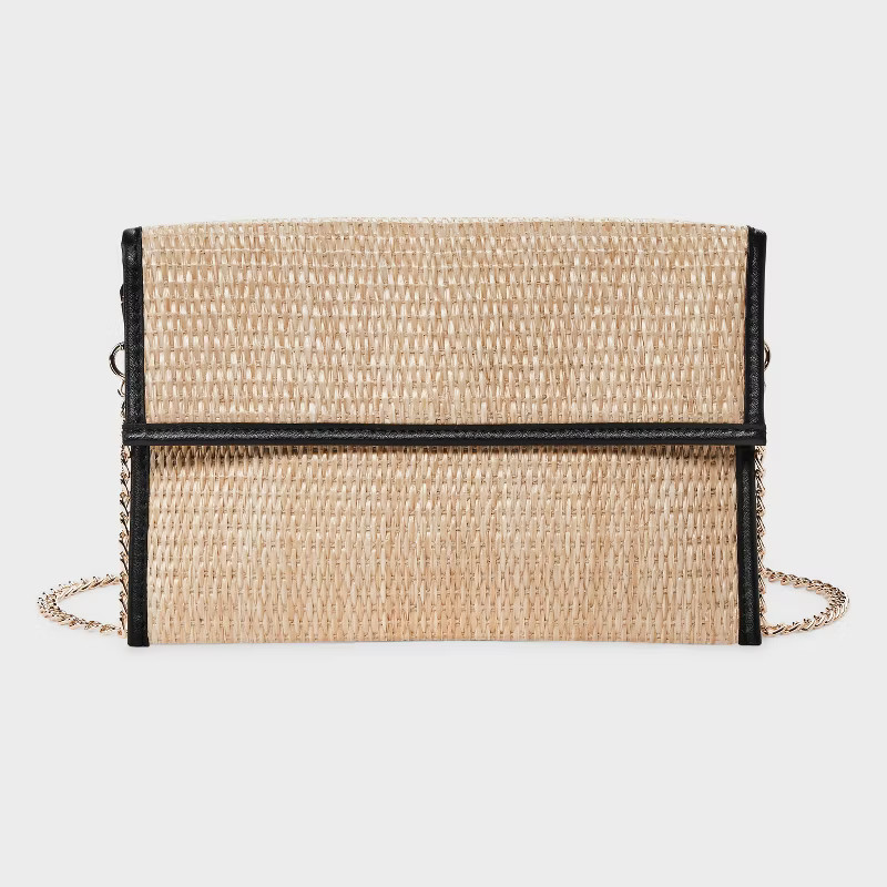 Straw Flap Clutch Bag - A New Day™ Natural/Black | Target