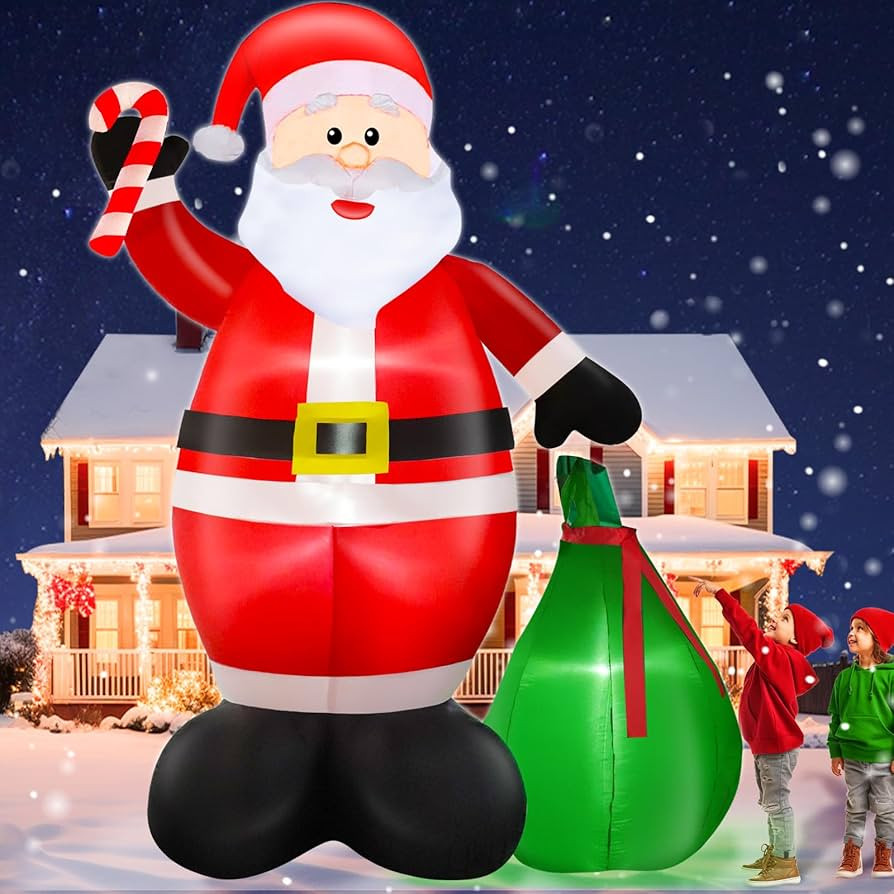 12 Ft by 7.6 Ft Giant Christmas Inflatables Decorations Outdoor Santa Claus with Gift Bag with LE... | Amazon (US)