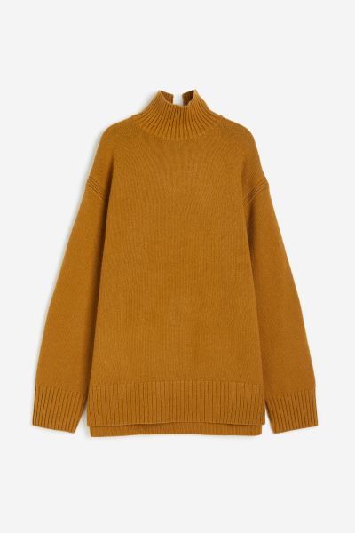 Oversized Turtleneck Sweater - Mustard yellow - Ladies | H&M US | H&M (US + CA)