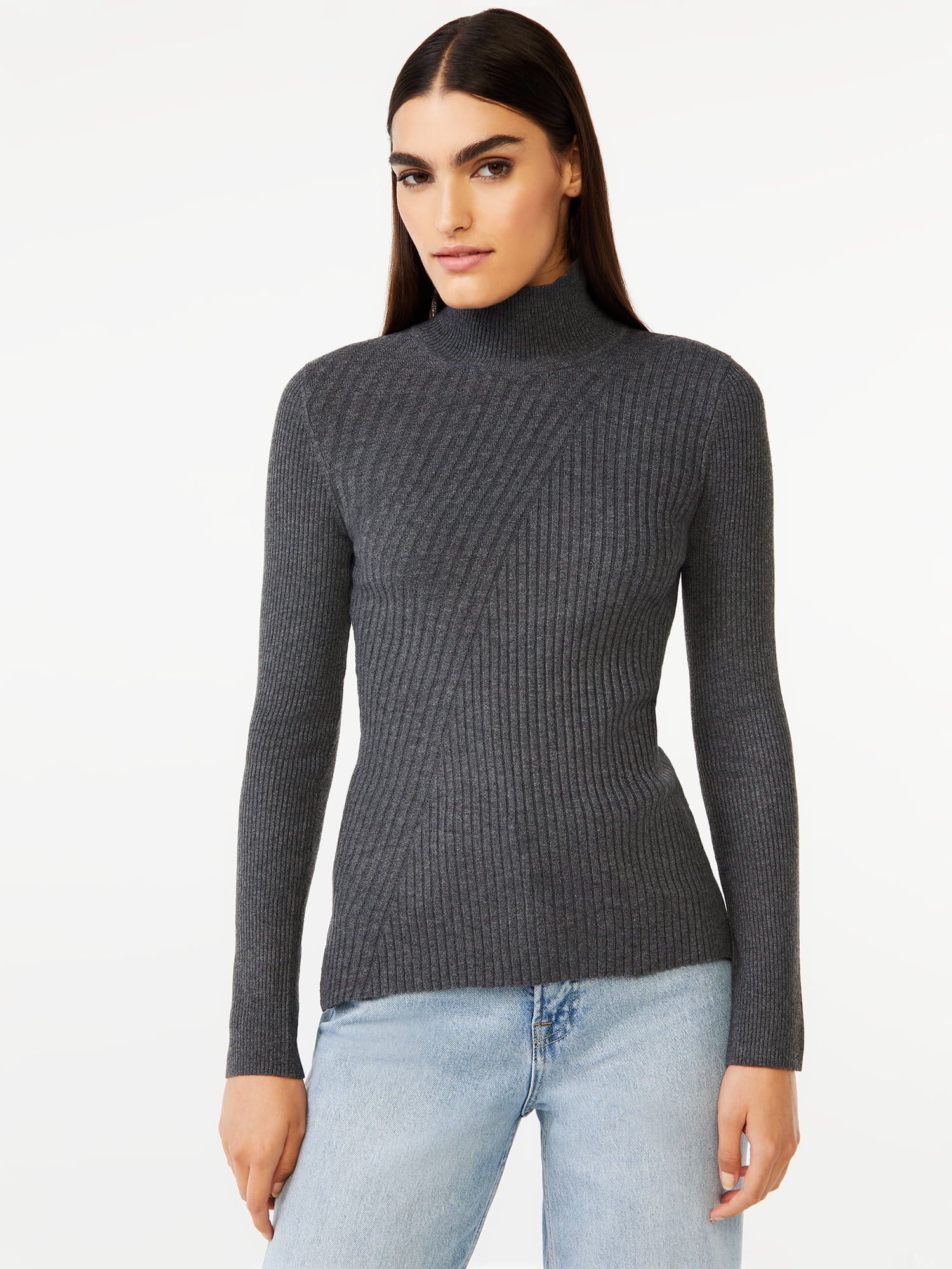 Free Assembly Women’s Diagonal Stitch Turtleneck Sweater - Walmart.com | Walmart (US)