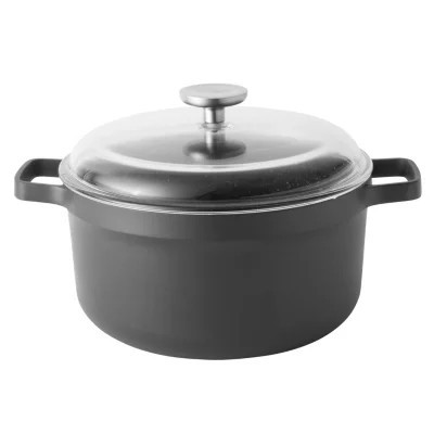 BergHOFF GEM Nonstick Cast Aluminum 10" Stockpot 5.2qt., Glass Lid, Black | Belk