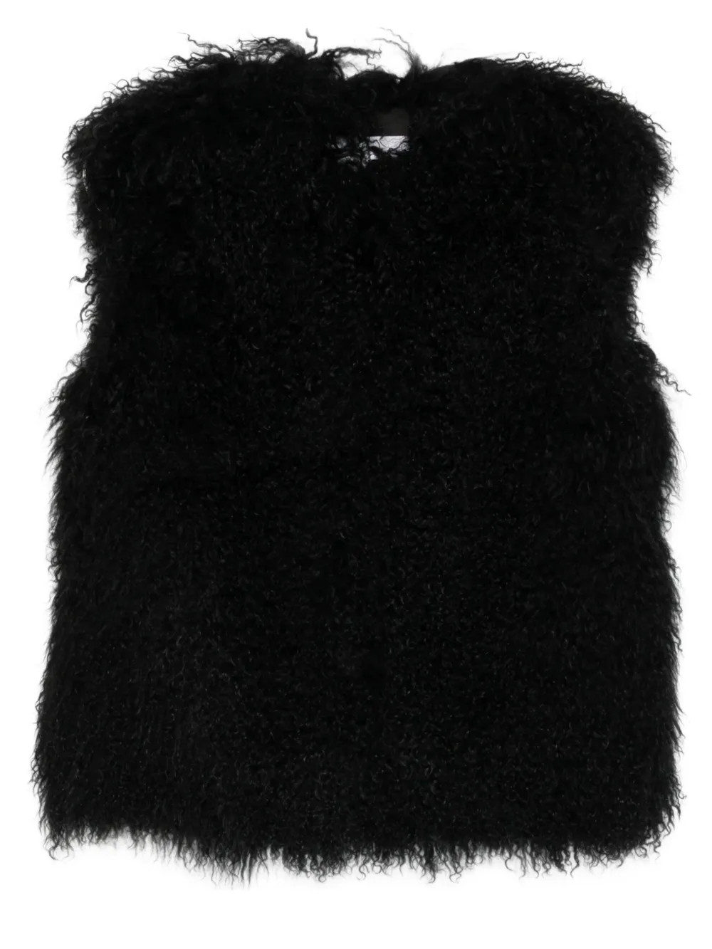 Yves Salomon sleeveless curly-fur vest - Black | Farfetch Global
