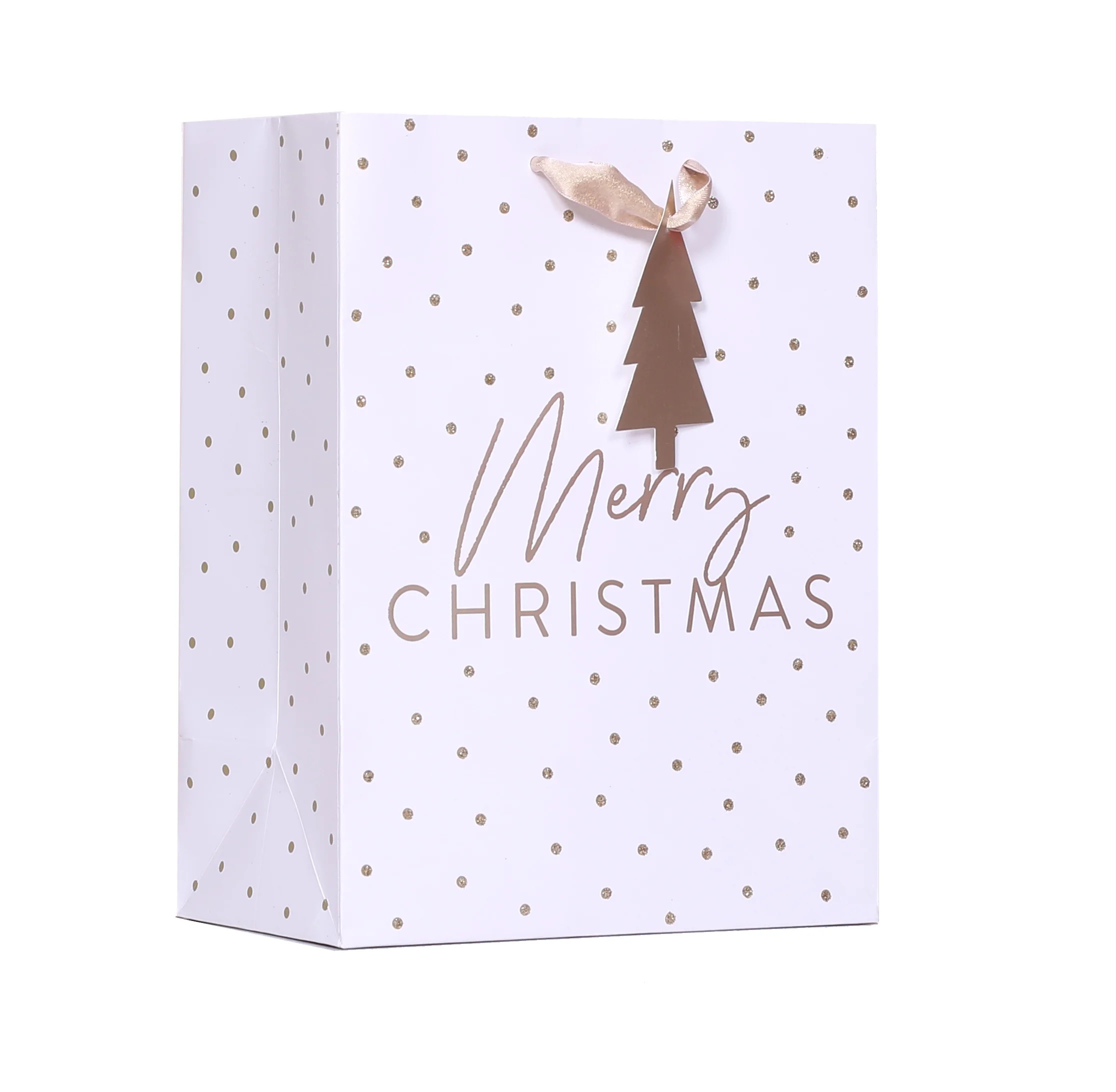 Medium Gold and White Merry Christmas Gift Bag (7.5" x 9.875") by My Texas House | Walmart (US)