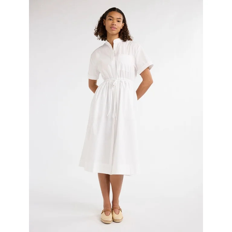 Free Assembly Women's and Women's Plus Cotton Double Tie Utility Midi Dress with Short Sleeves, S... | Walmart (US)
