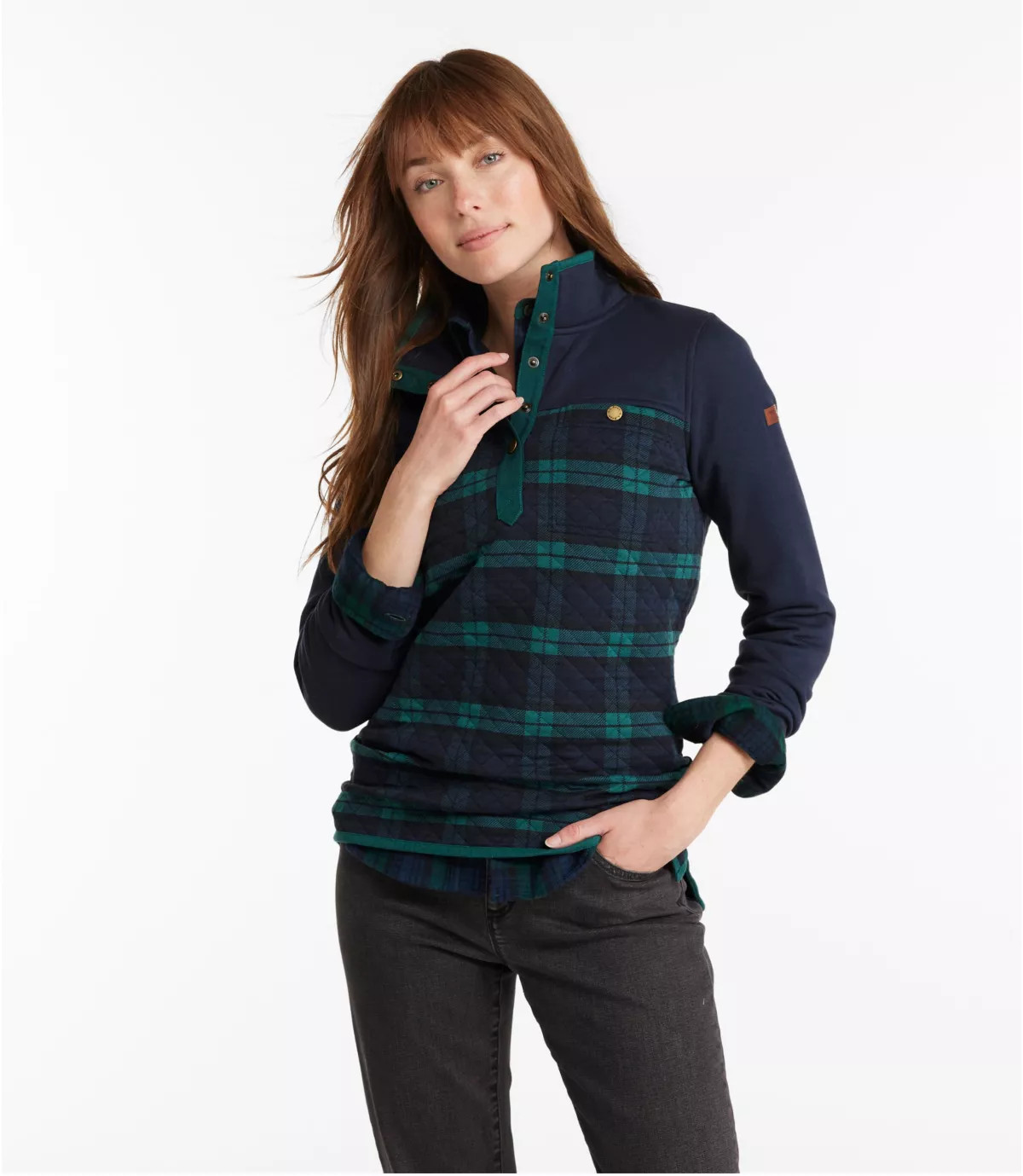 Women's Quilted Sweatshirt, Mockneck Tunic Print | L.L. Bean