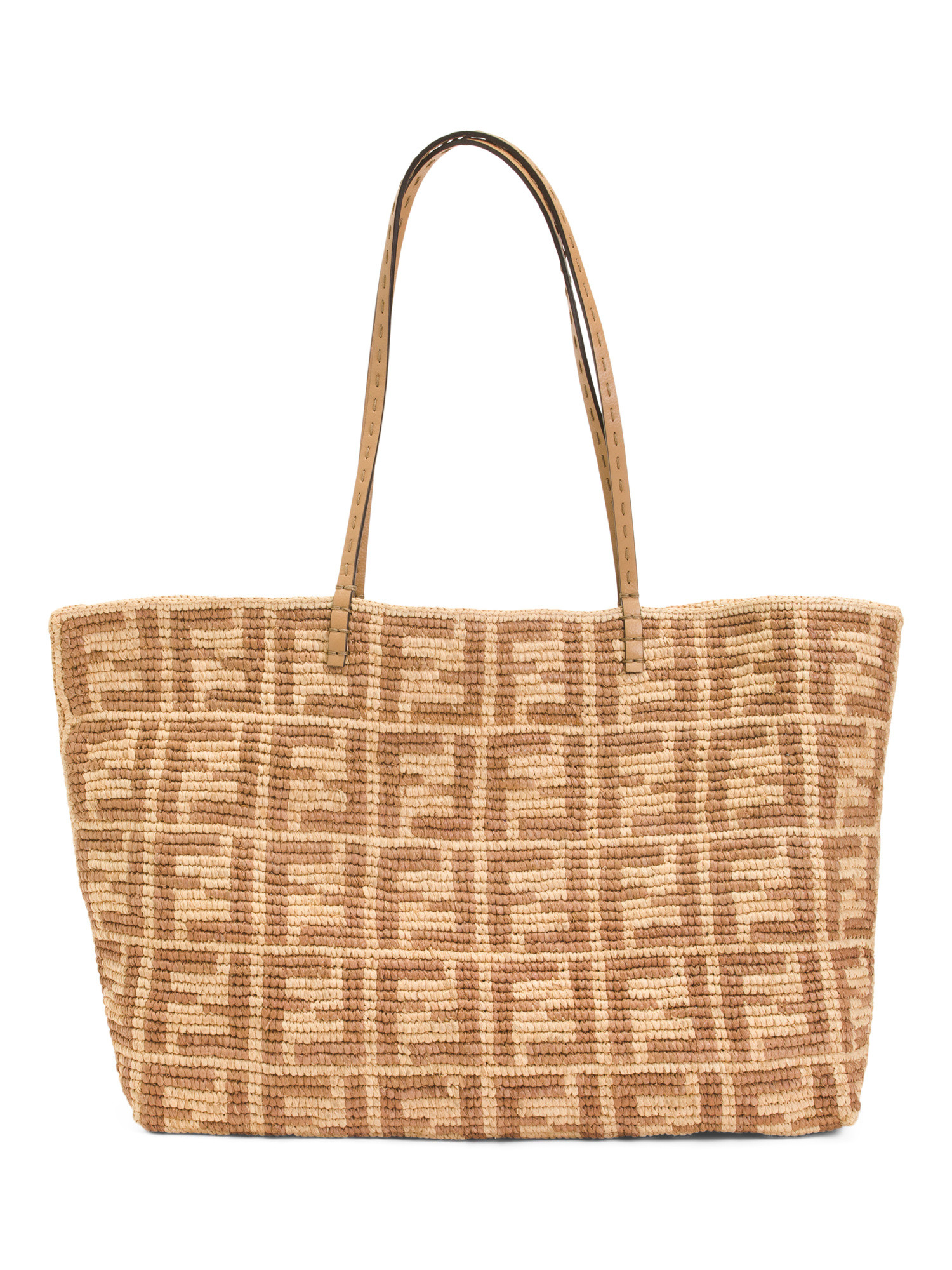 F F Chrochet And Leather Roll Large Tote | TJ Maxx