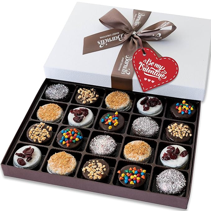 20 Chocolate Valentines Cookies Gift Basket, Gourmet Covered Candy Gift Box for Food Delivery, Co... | Amazon (US)