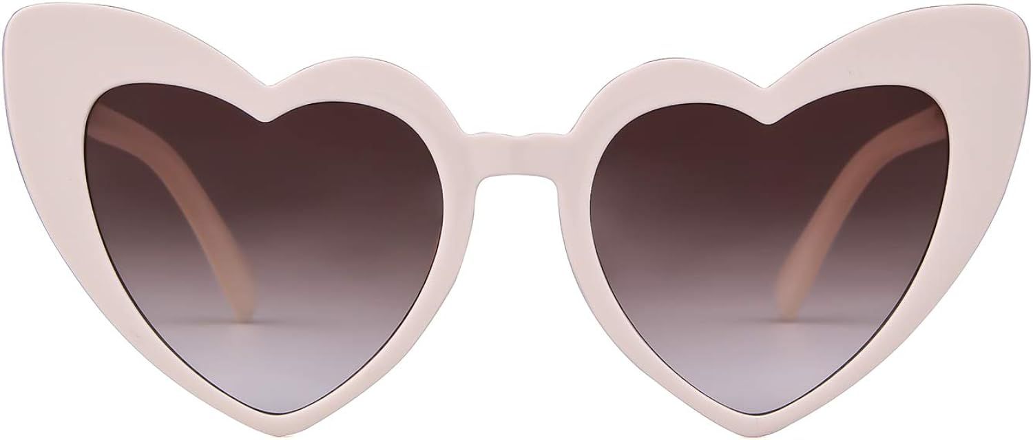 Clout Goggle Heart Sunglasses Vintage Cat Eye Mod Style Retro Kurt Cobain Glasses | Amazon (US)