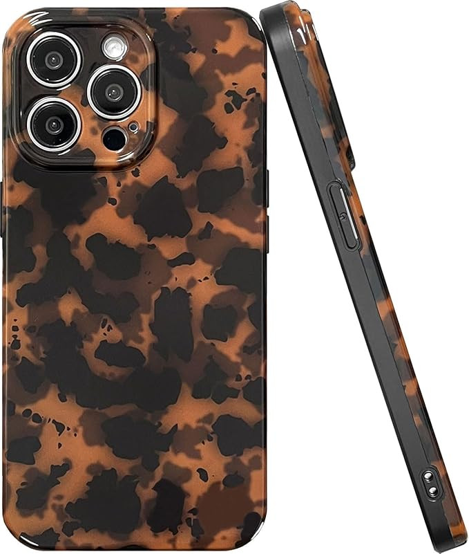Tortoise Shell Phone Case for iPhone 15 Pro Max Cute Cases, Camera Protective Shockproof Soft Sli... | Amazon (US)