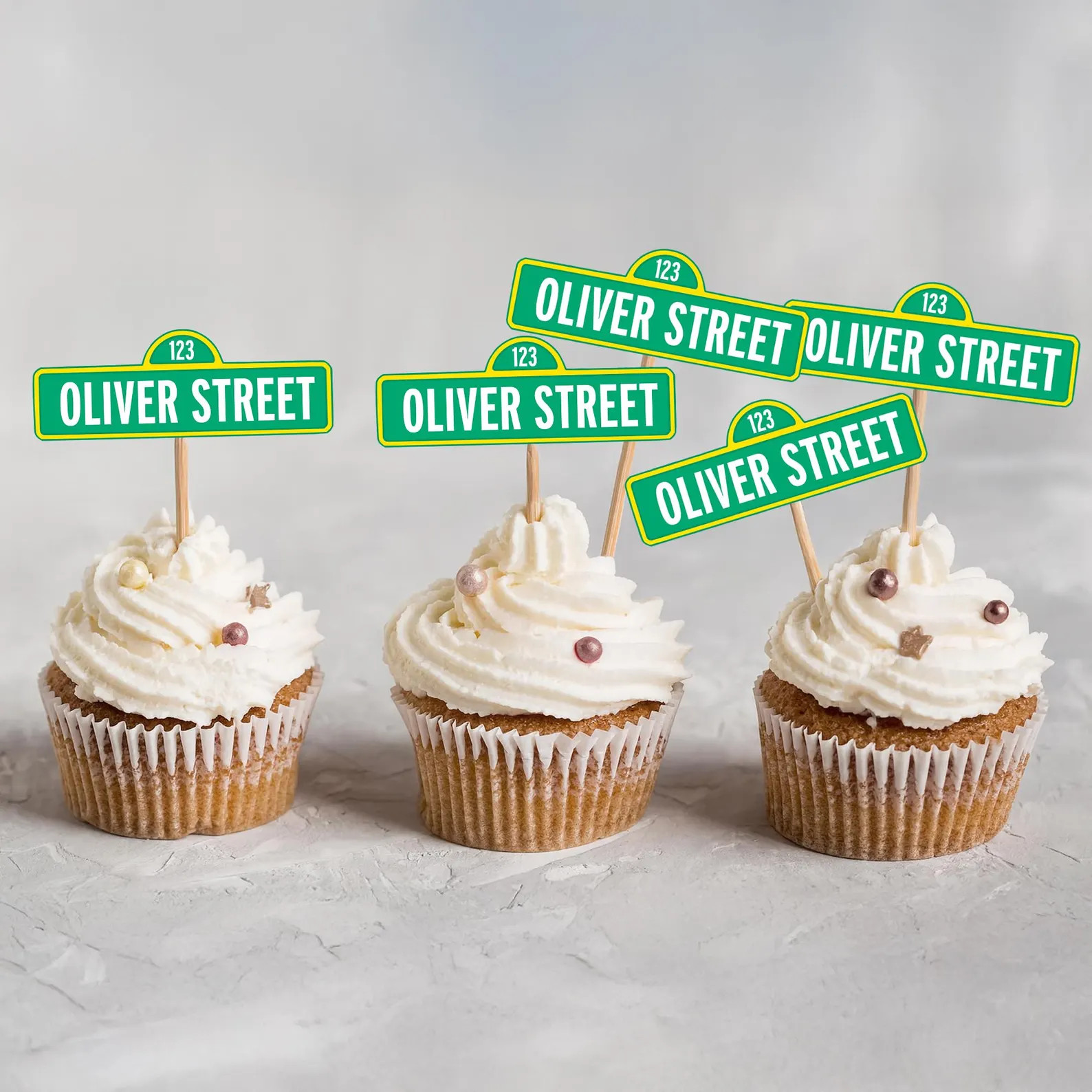 Street Sign Custom Name Cupcake Toppers – Personalized Birthday Cupcake | Etsy (Global)