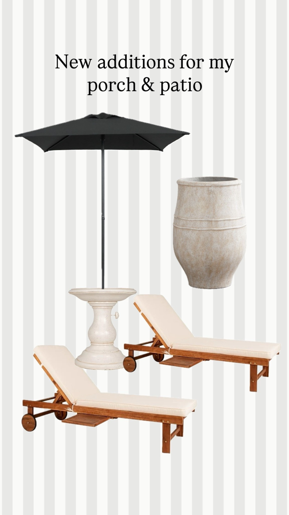 New additions for my porch and patio, include tall statement planters, cushioned lounge chairs, umbrella base that doubles as a table and an umbrella that’s perfect for small spaces.

#LTKSeasonal #LTKHome