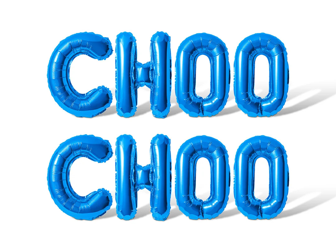 CHOO CHOO Letter Balloon Banner - 10 Color Options - Kids Birthday Party Decorations -16" Balloon... | Etsy (US)
