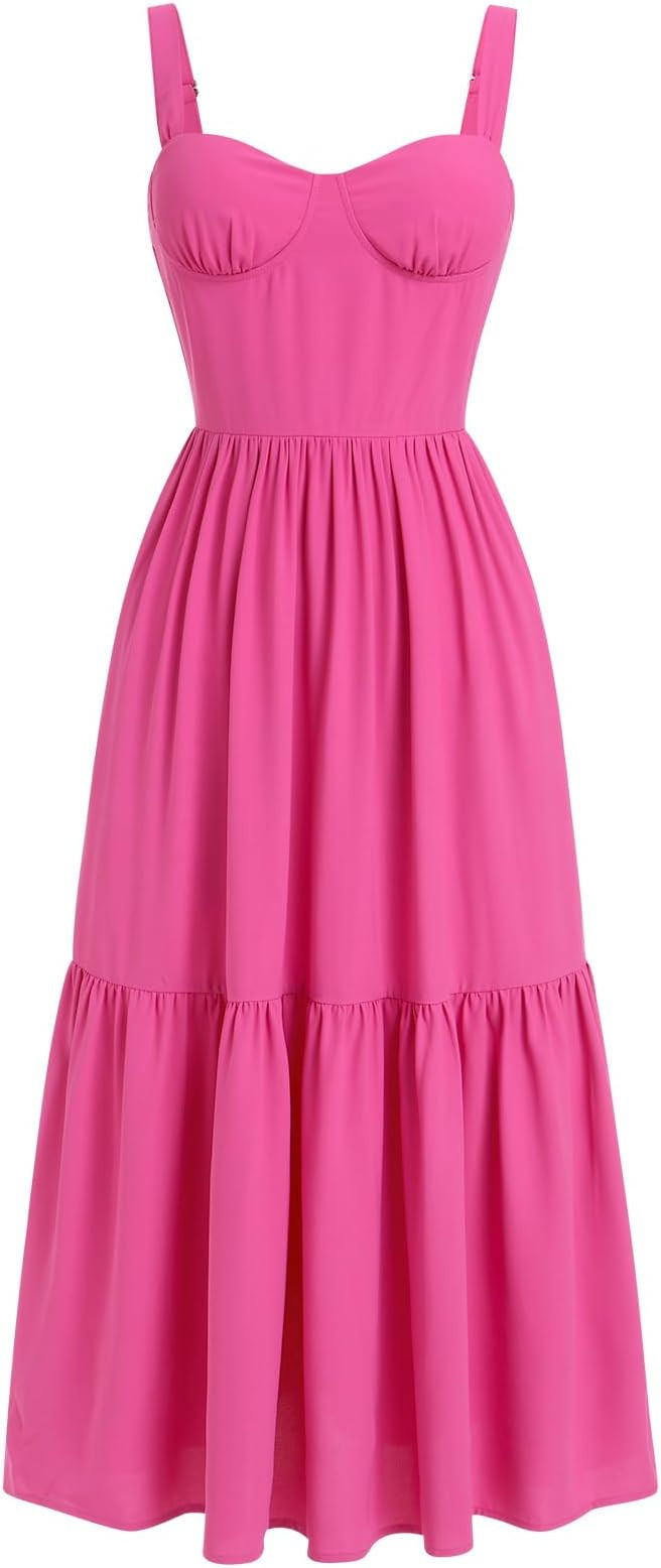 Women Floral Corset Dress Cottagecore Tiered Dress Sleeveless Bustier Dress Summer Flowy Spaghett... | Amazon (US)