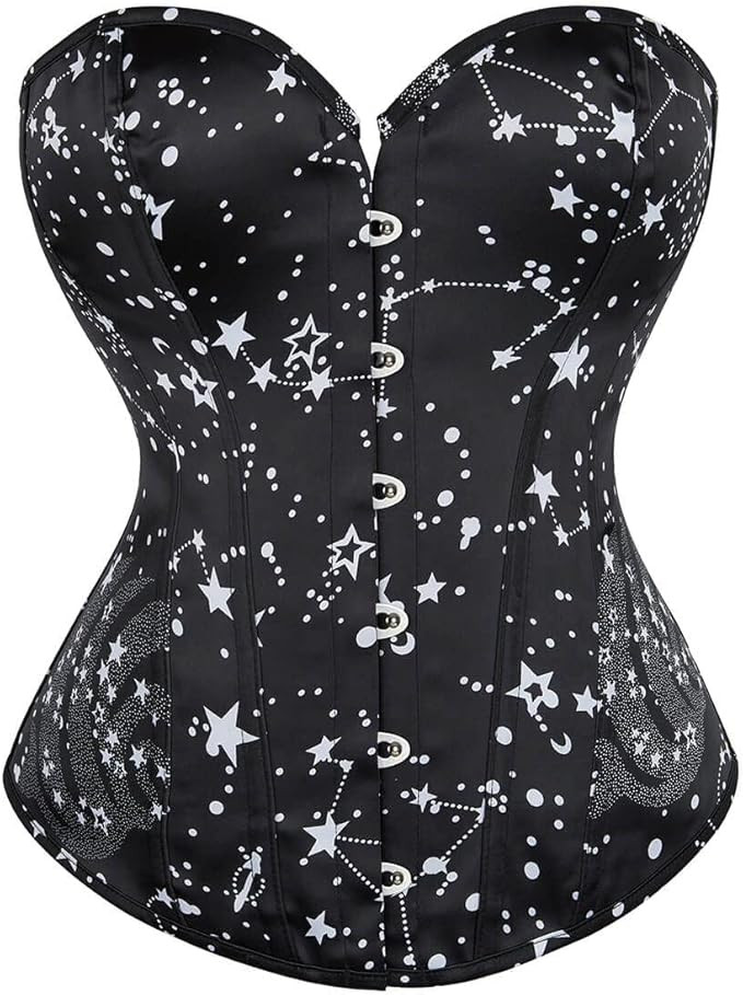 Women's Lacing Corset Top Satin Floral Boned Overbust Body Shaper Bustier | Amazon (US)