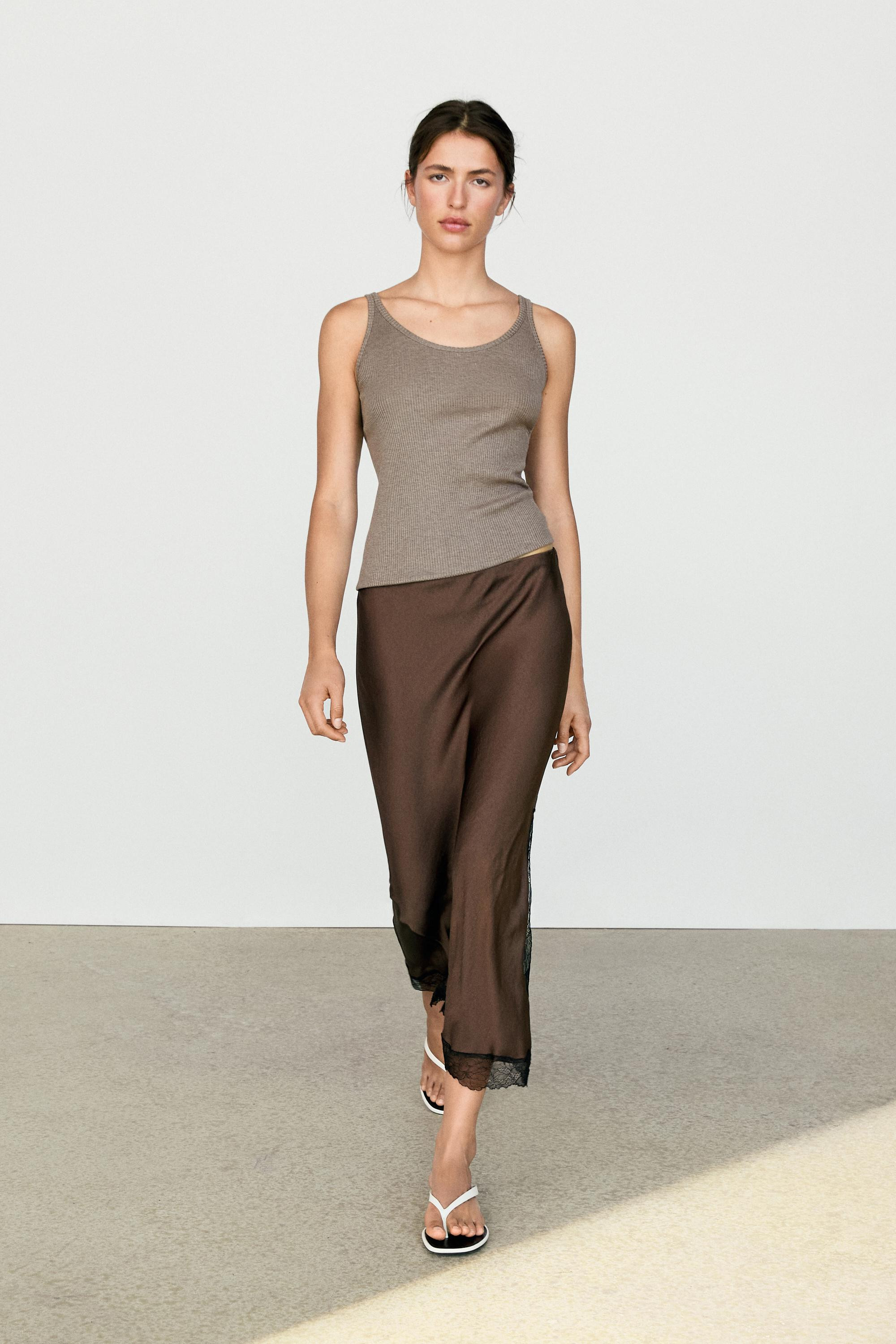 Midirock mit Spitzendetail | Massimo Dutti DE