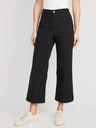 High-Rise Cropped Wide-Leg Chino Pants for Women | Old Navy (US)