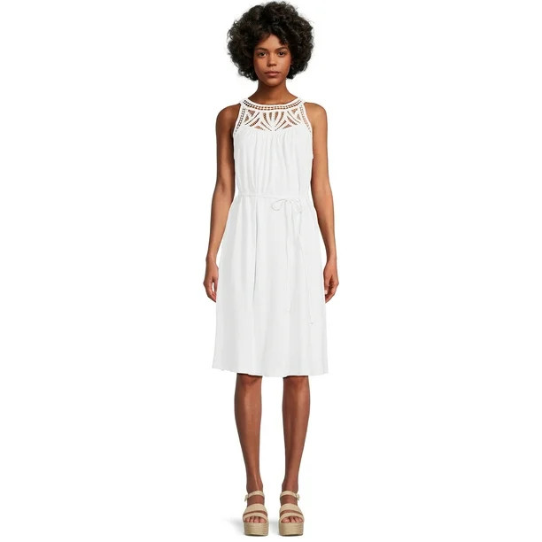 Time and Tru Women's Sleeveless Crochet Trim Dress | Walmart (US)