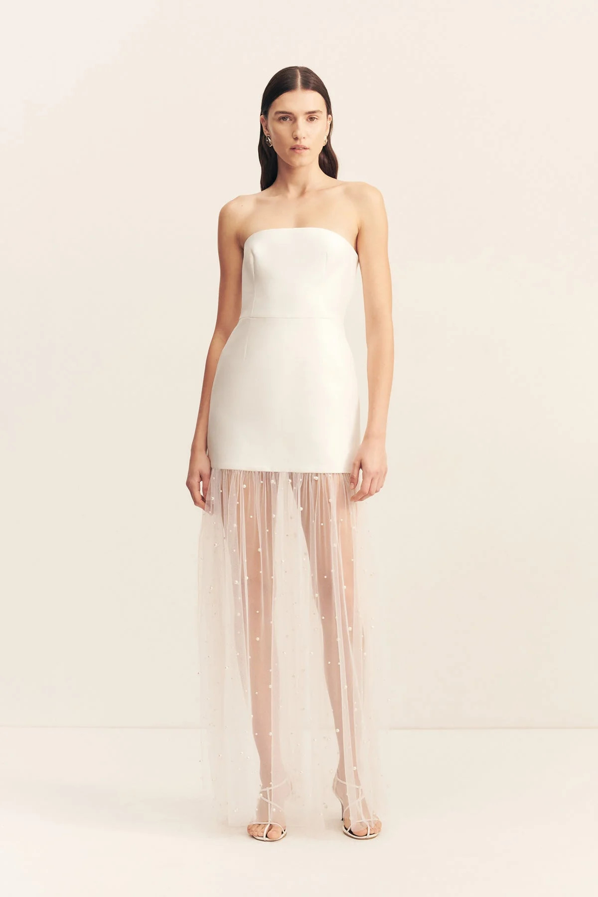 Dewdrop Contrast Strapless Maxi Dress | Ivory | Dresses | Shona Joy | Shona Joy