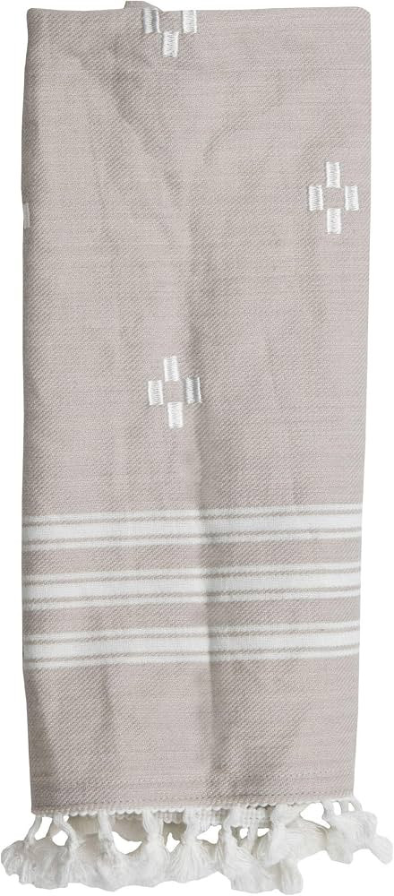 Foreside Home & Garden Beige Striped Pattern 27 x 18 Inch Woven Kitchen Tea Towel with Hand Sewn ... | Amazon (US)