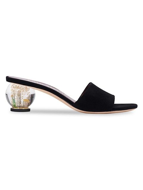 Polished Suede Slide Sandals | Saks Fifth Avenue