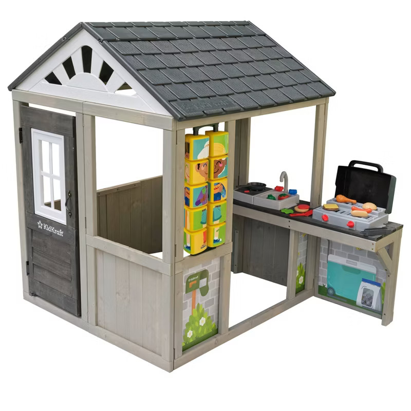 KidKraft Patio Party Wooden Outdoor Playhouse with Spinner Block Puzzle - 14pc | Target