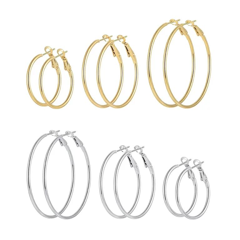 Adoyi Hoop Earrings for Women Girls, Stainless Steel Hypoallergenic Hoops Women's Earrings Loop E... | Walmart (US)