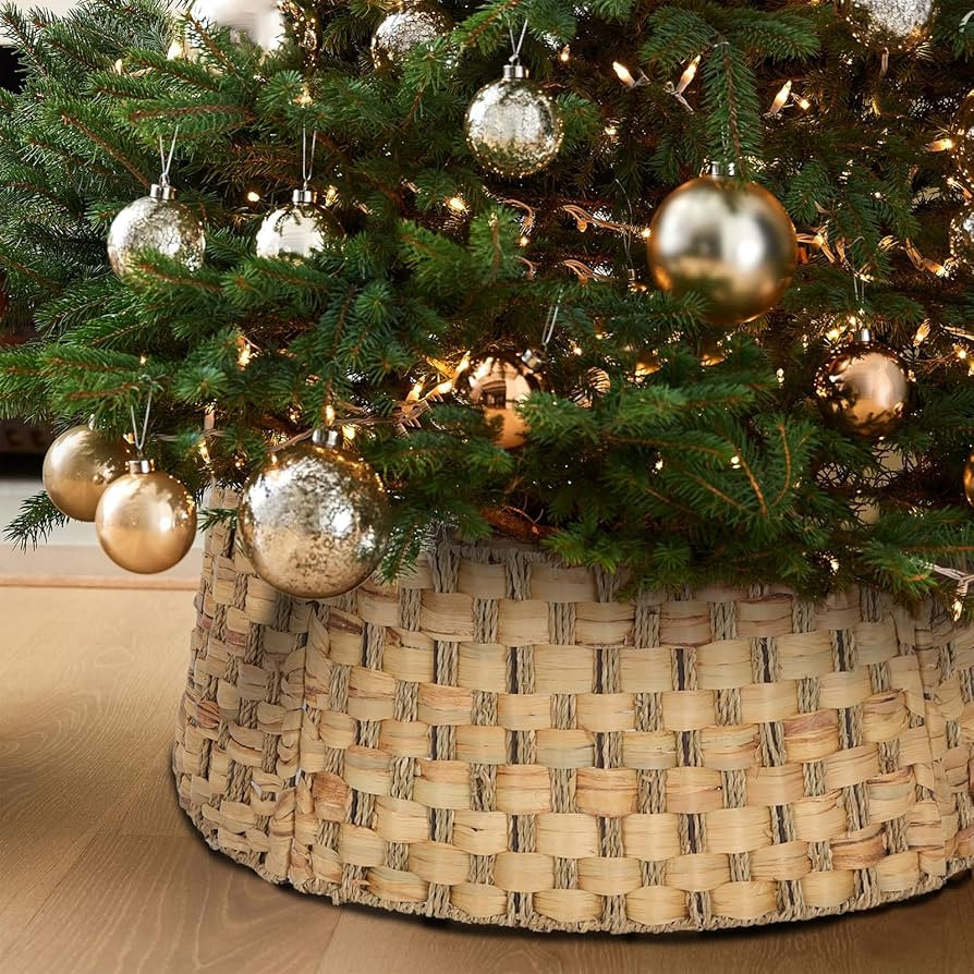 Christmas Tree Collar, 23.5’’ D Handmade Water Hyacinth and Grass Christmas Stand Tree Collar... | Amazon (US)