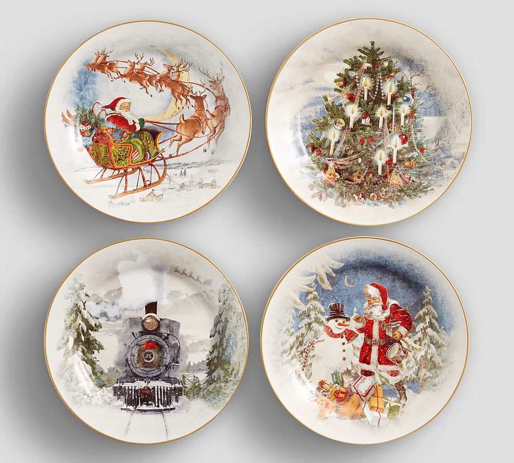 Nostalgic Christmas Stoneware Dinner Plates - Set of 4 | Pottery Barn (US)