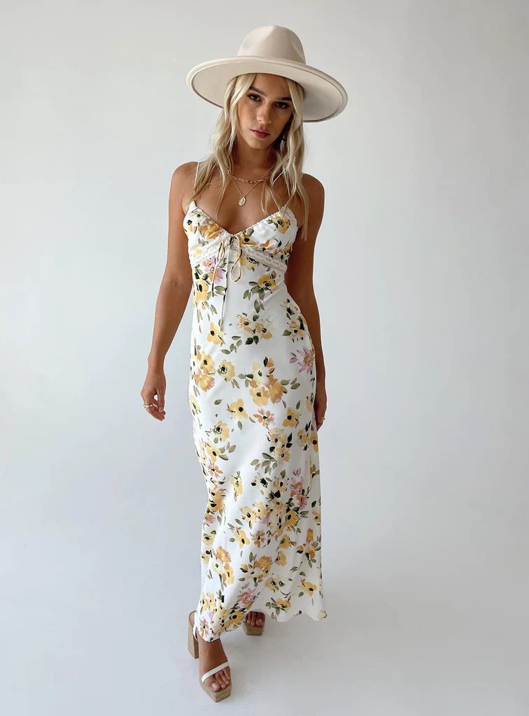 Emily Maxi Dress White / Yellow Floral | Princess Polly US