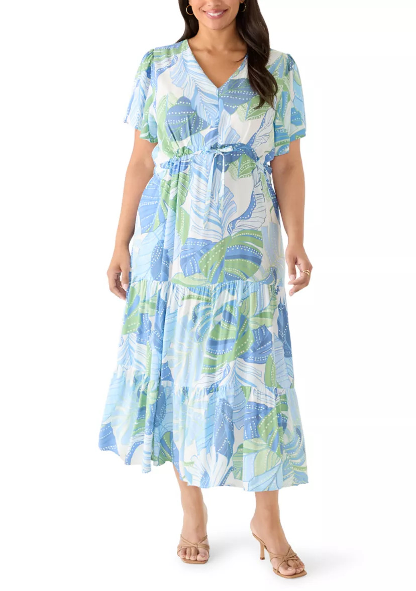 Plus Size Flutter Sleeve Tiered Dress | Belk