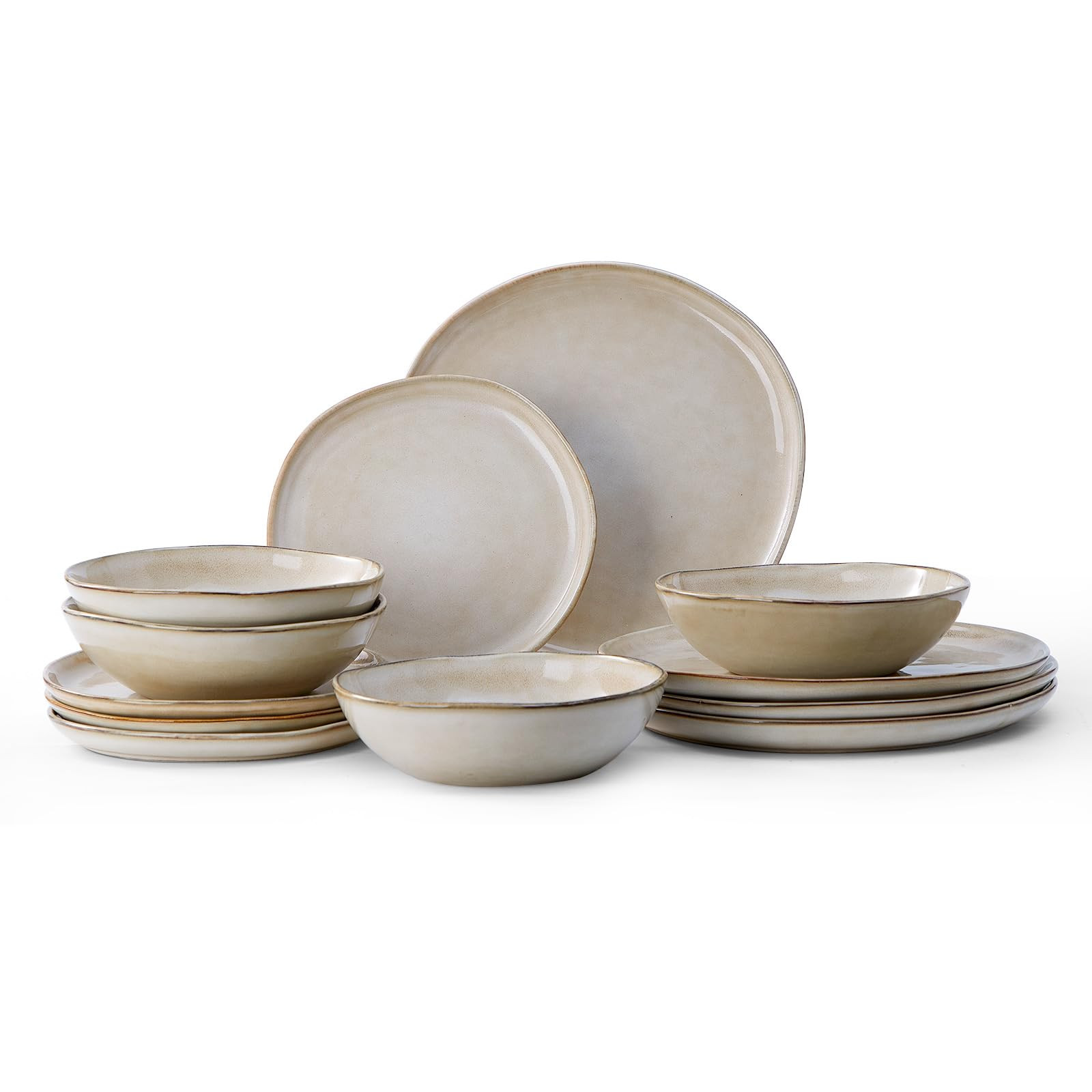 Bestone 12 Piece Round Kitchen Dinnerware Sets，Plates and Bowls sets,Dishes, Plates, Bowls, Dis... | Amazon (US)