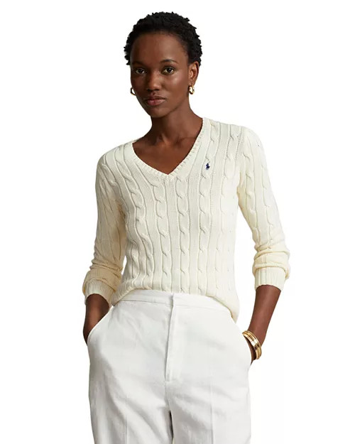 Ralph Lauren Women's Cable Knit Cotton V Neck Sweater  | Bloomingdale's Ralph Lauren Women | Bloomingdale's (US)