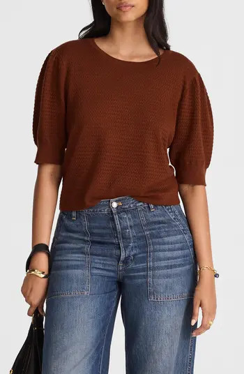 Puff Sleeve Merino Wool & Silk Sweater | Nordstrom