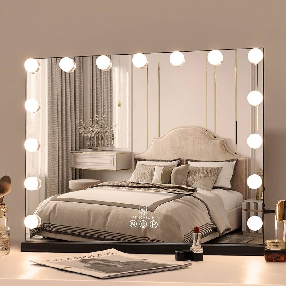 FENCHILIN Vanity Mirror with Lights,Hollywood Lighted Mirror with Dimmer Bulbs, Vanity Makeup Mir... | Amazon (US)