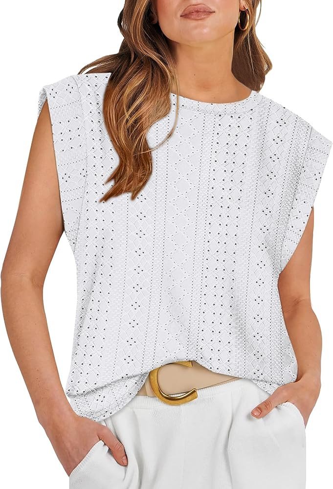 OFEEFAN Cap Sleeve Tops for Women Summer Shirts Casual Tank Tops Basic Tee Shirts Loose Fit 2024 ... | Amazon (US)