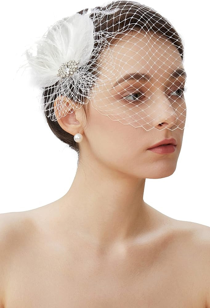 BABEYOND Veil Fascinator Hat for Women Peacock Feather Fascinators Hair Clip with Removable Veil ... | Amazon (US)