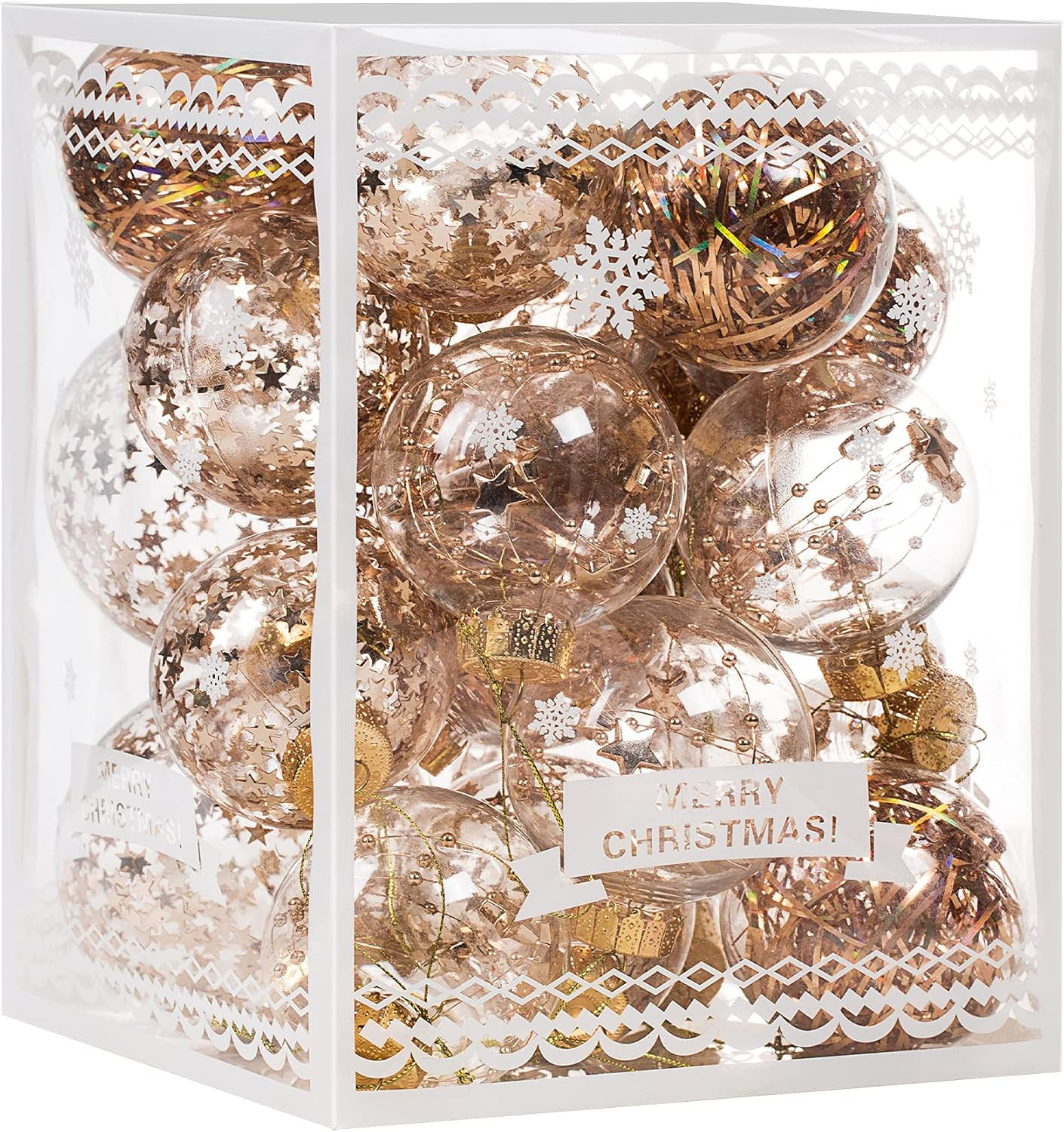 Christmas Ornaments Ball Set-Shatterproof Clear Plastic Decorative Baubles for Xmas Tree House Ho... | Amazon (US)