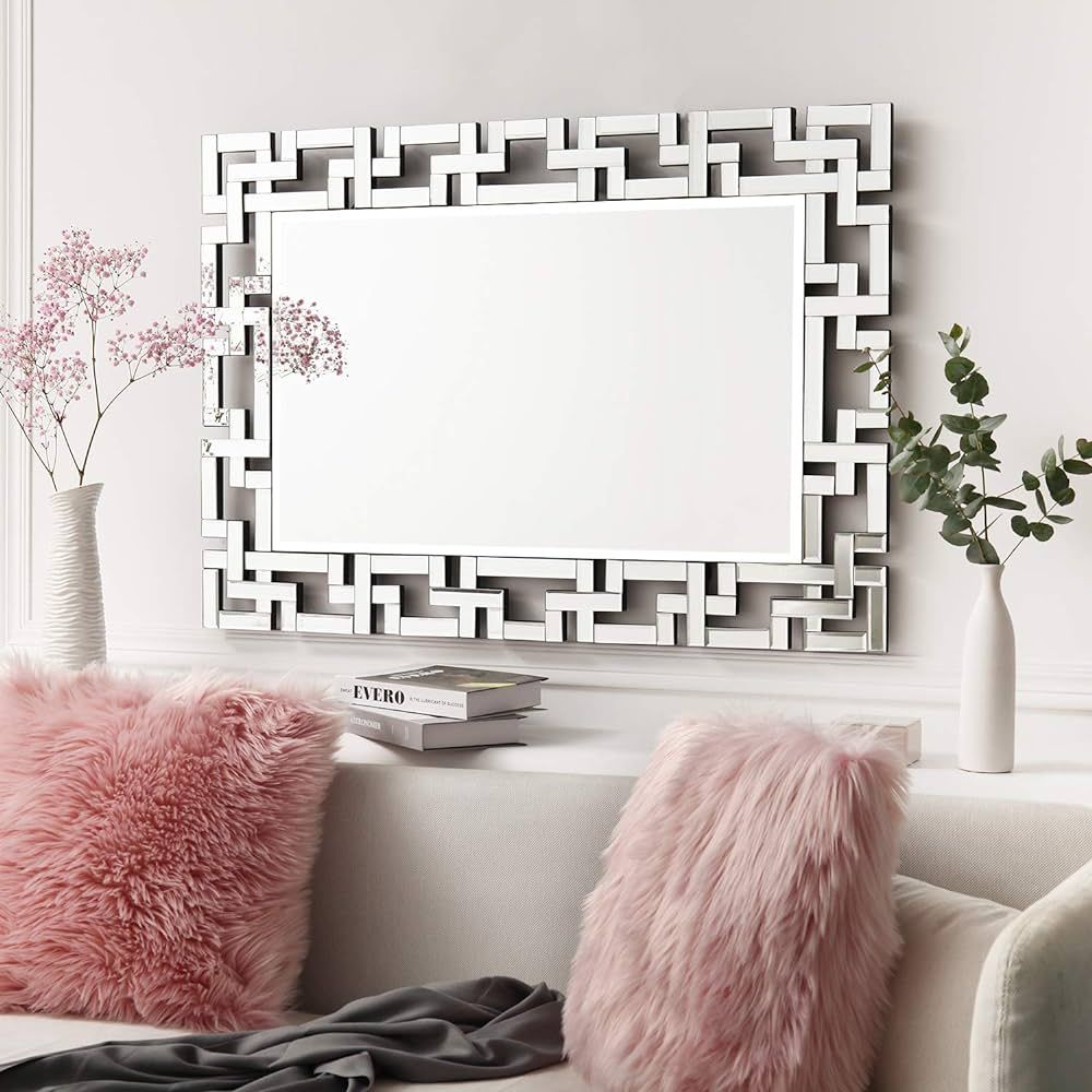 Art Decorative Wall Mirrors Large Grecian Venetian Mirror for Hotel Home Vanity, Sliver (27.5" W ... | Amazon (US)