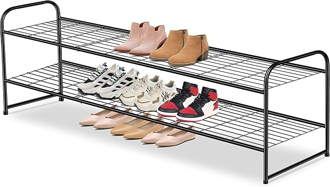 AOODA Long 2 Tier Shoe Rack for Closet Metal Wide Stackable Shoe Storage Organizer for Entryway, ... | Amazon (US)