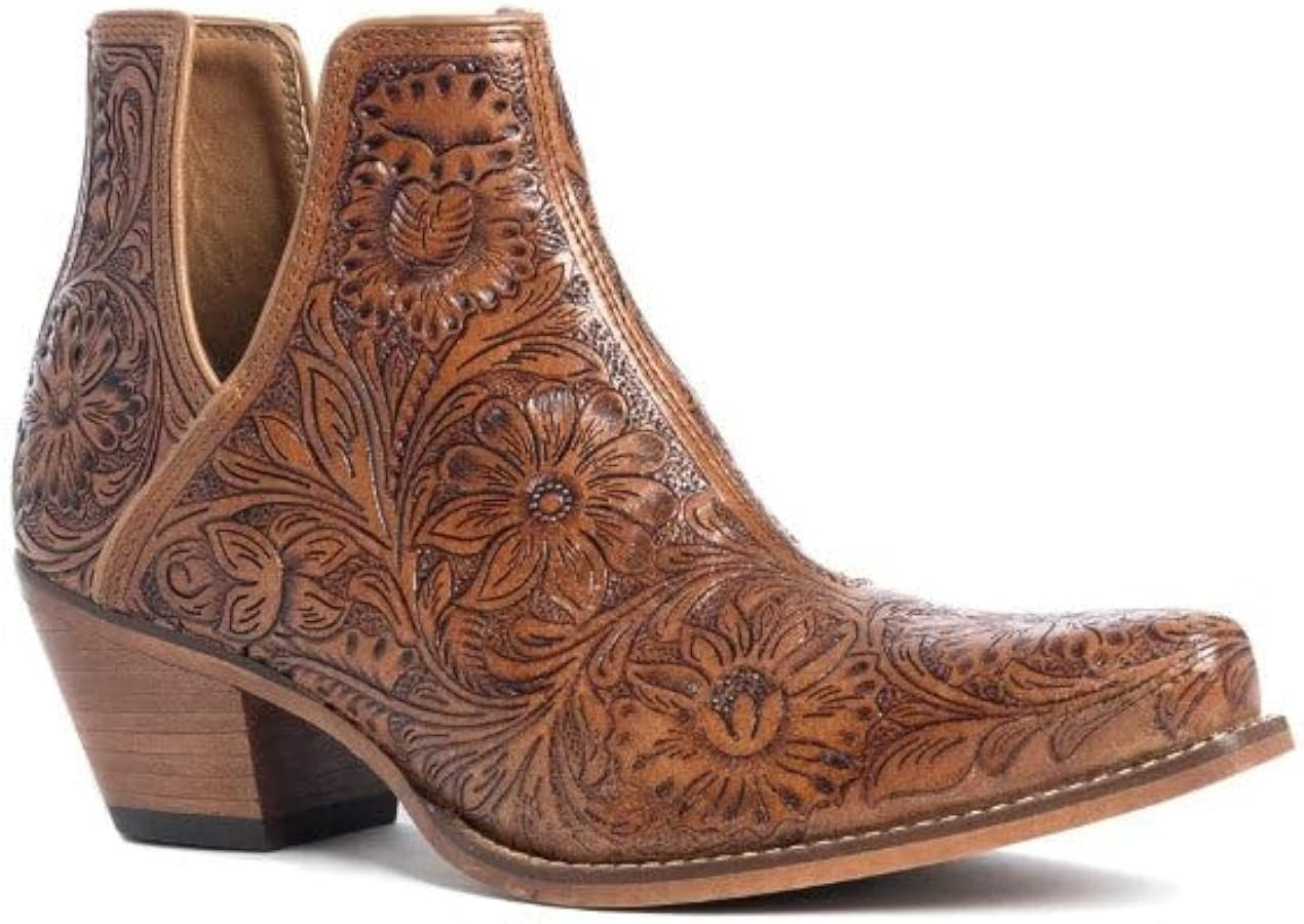 Myra Caramel Dakota Charm Hand-Tooled Women's Western Booties S-10599 | Amazon (US)