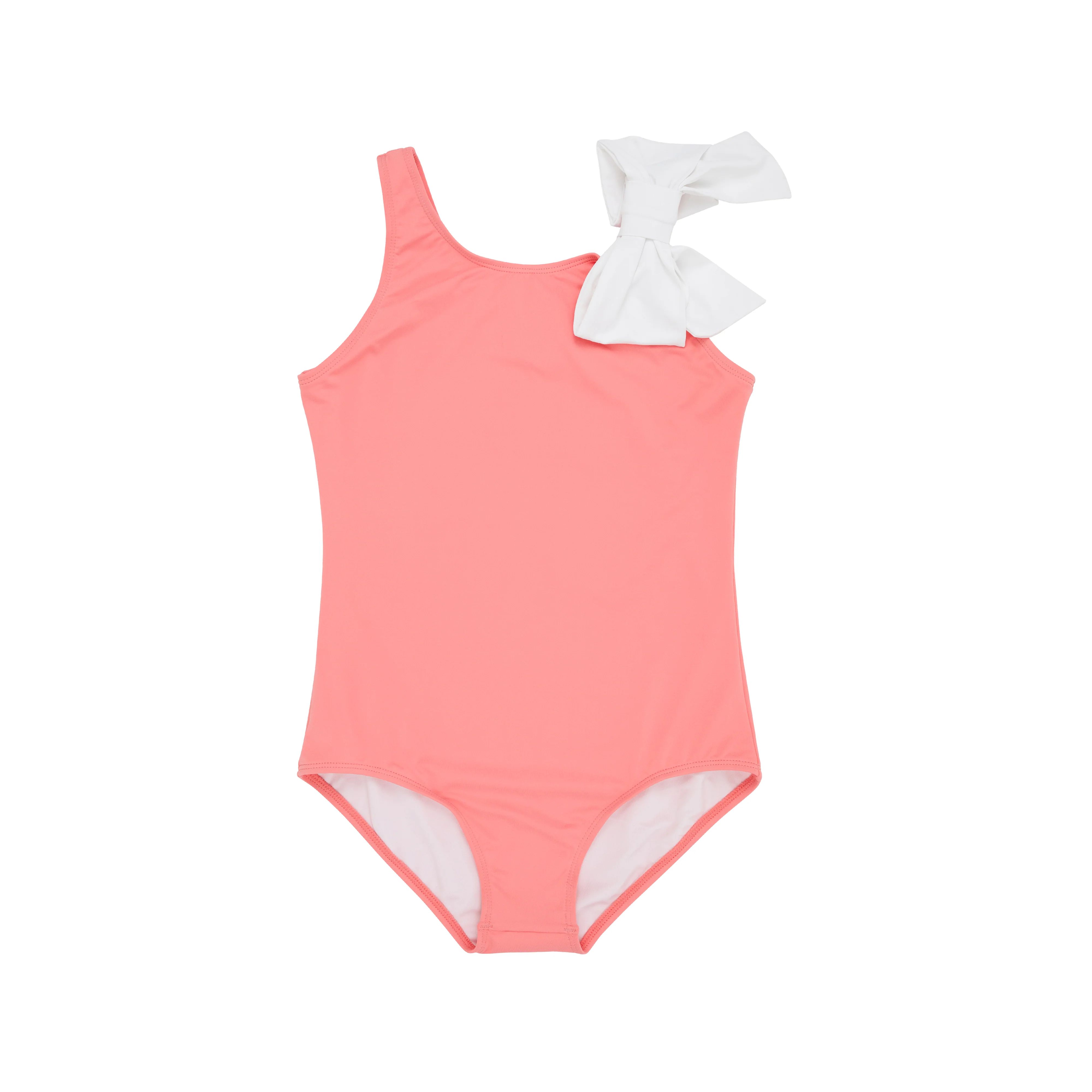 Brookhaven Bow Bathing Suit - Parrot Cay Coral with Worth Avenue White | The Beaufort Bonnet Company