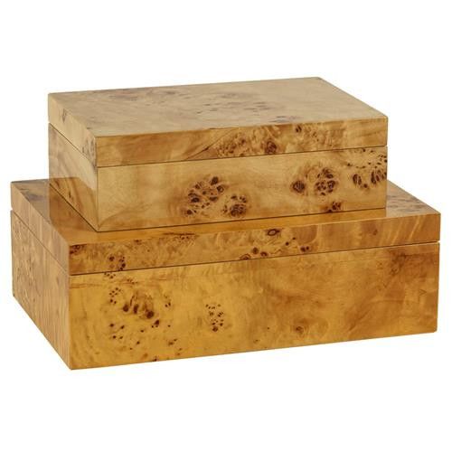 Dabby Modern Classic Brown Burl Wood Decorative Box - Large | Kathy Kuo Home