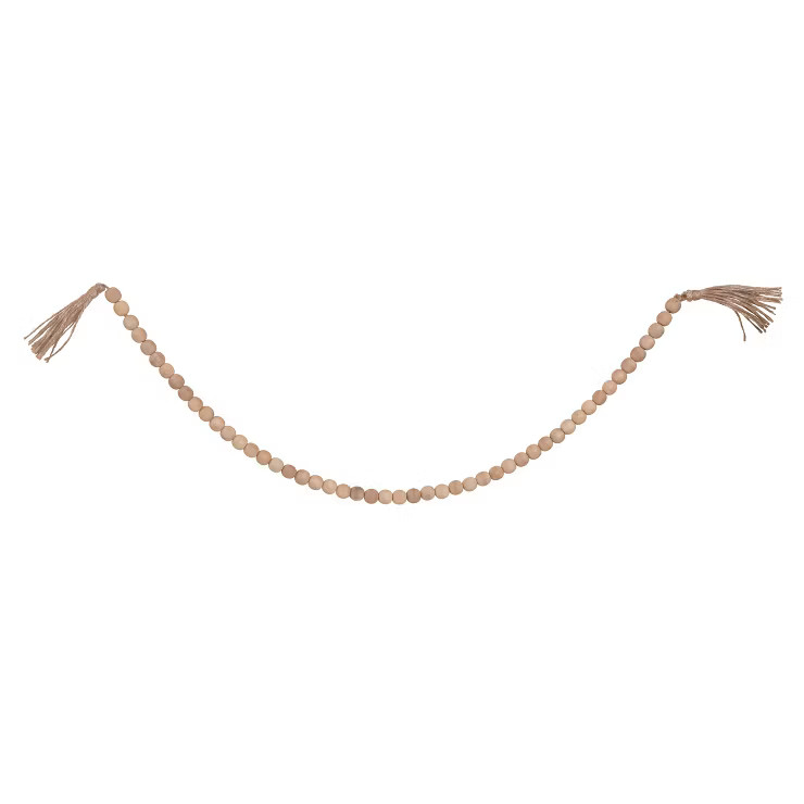 Transpac Wood 42.75 in. Brown Everyday Beaded Garland | Target