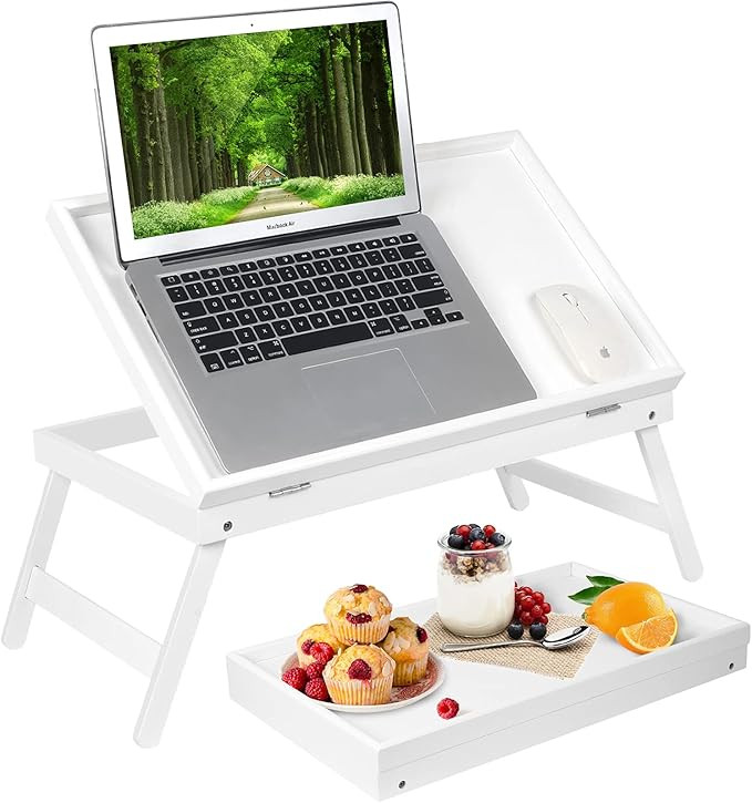 Bed Tray Table Breakfast Tray with Folding Legs Kitchen Food Serving Tray for Notebook Computer B... | Amazon (US)
