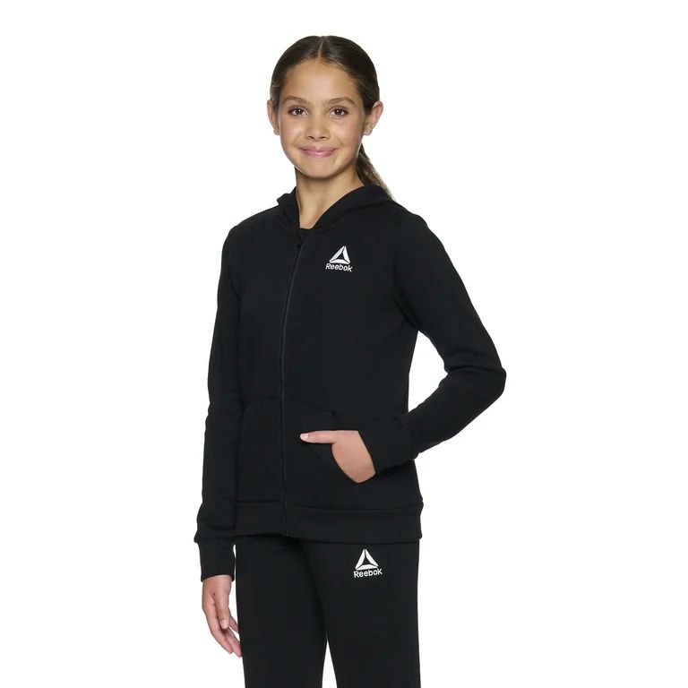 Reebok Girl’s Athletic Full-Zip Fleece Hoodie, Sizes 4-18 - Walmart.com | Walmart (US)