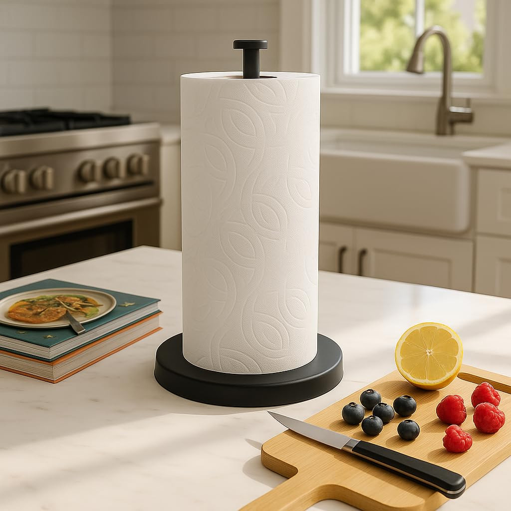 KES Matte Black Paper Towel Holder Countertop, Kitchen Paper Roll Holder Stand with Weighted Base... | Amazon (US)