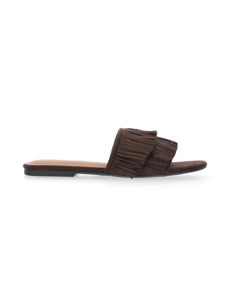 Time and Tru Women's Fringe Slide Sandals | Walmart (US)